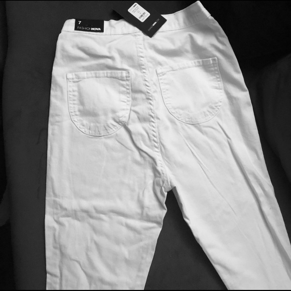 High Waist Skinny Jeans White - 7 - Picture 4 of 4